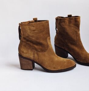 Sam Edelman Boho Folk Hippie Cognac Suede Leather Ankle Boots